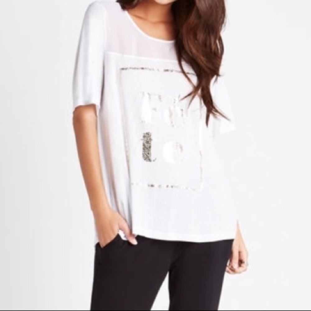 BCBGeneration White 'Fete' Graphic Top - Size XS
